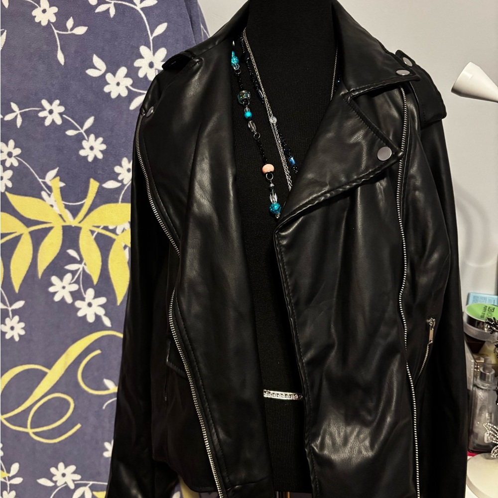 Black Leather Nine West Jacket - Picture 12 of 13
